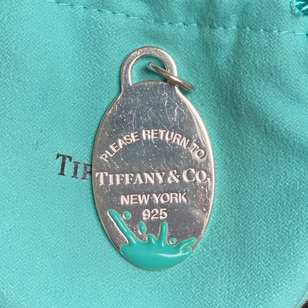 Authentic Tiffany and Co Large Blue Splash Charm in Oval return to Tiffany